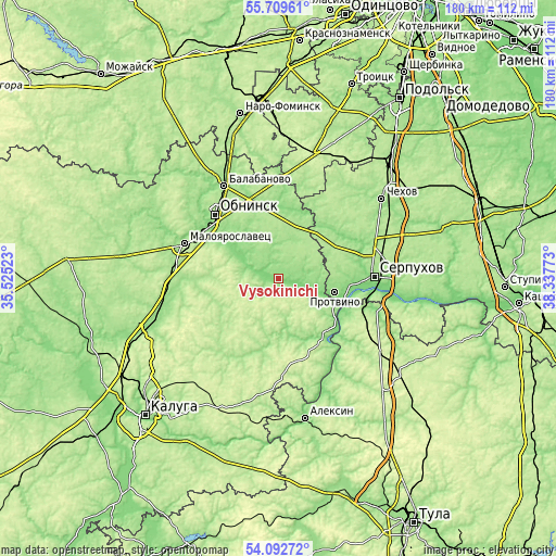 Topographic map of Vysokinichi