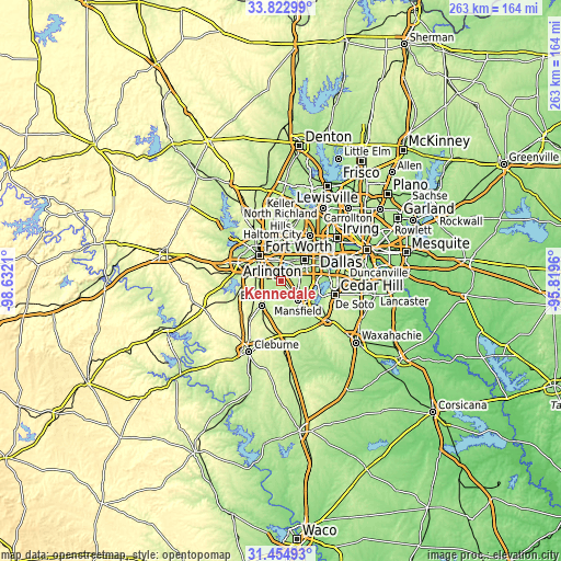 Topographic map of Kennedale