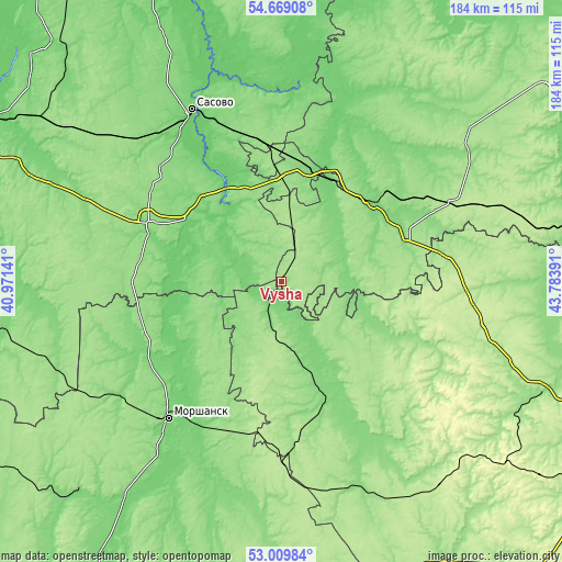 Topographic map of Vysha