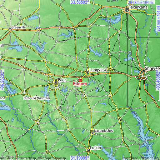 Topographic map of Kilgore