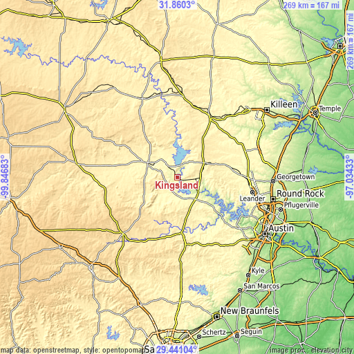 Topographic map of Kingsland