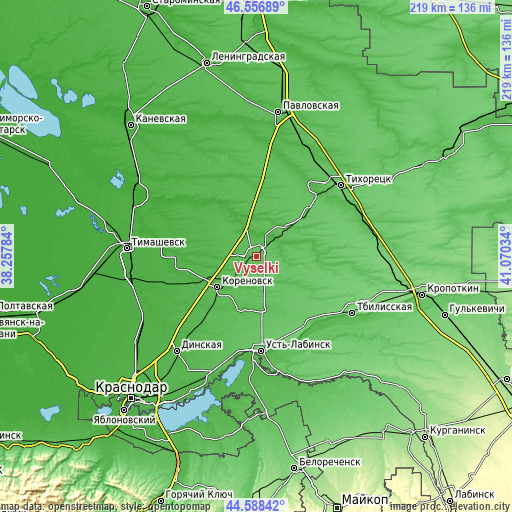 Topographic map of Vyselki