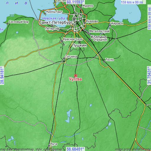 Topographic map of Vyritsa