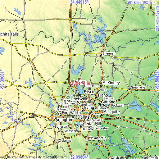 Topographic map of Krugerville