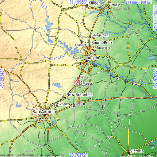 Topographic map of Kyle