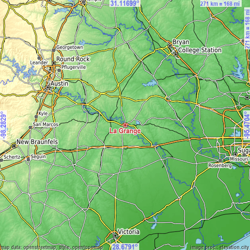 Topographic map of La Grange