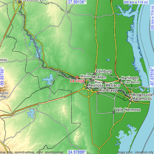 Topographic map of La Joya