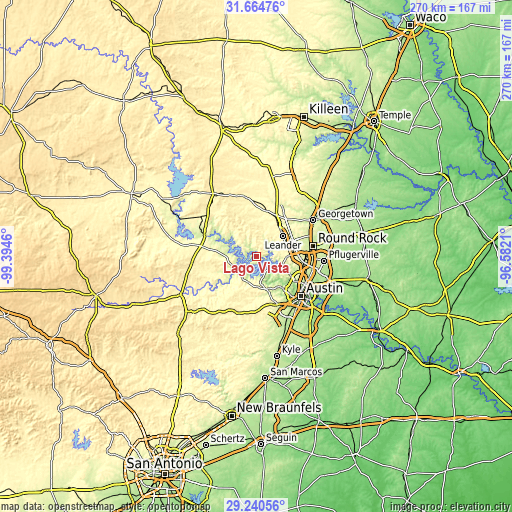 Topographic map of Lago Vista