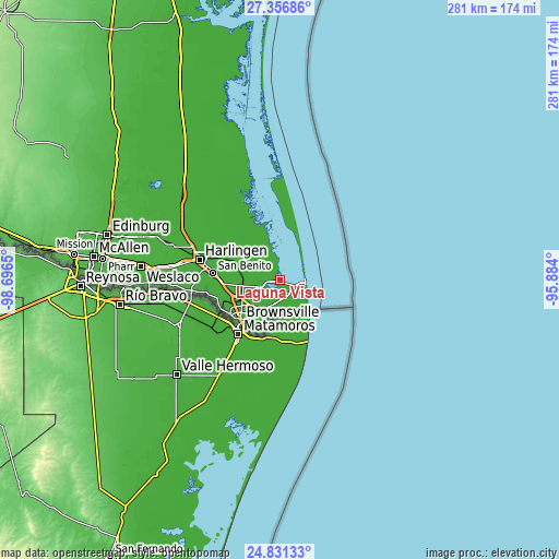 Topographic map of Laguna Vista