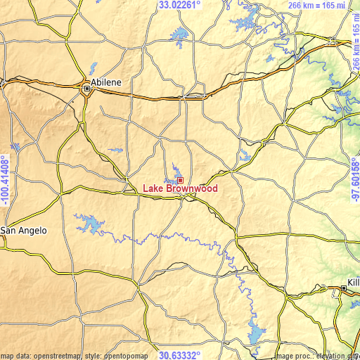 Topographic map of Lake Brownwood