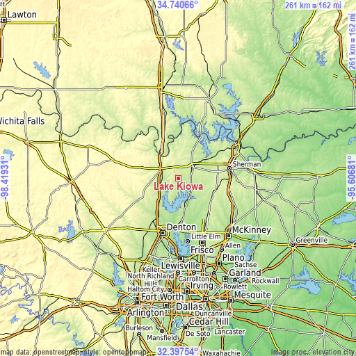 Topographic map of Lake Kiowa