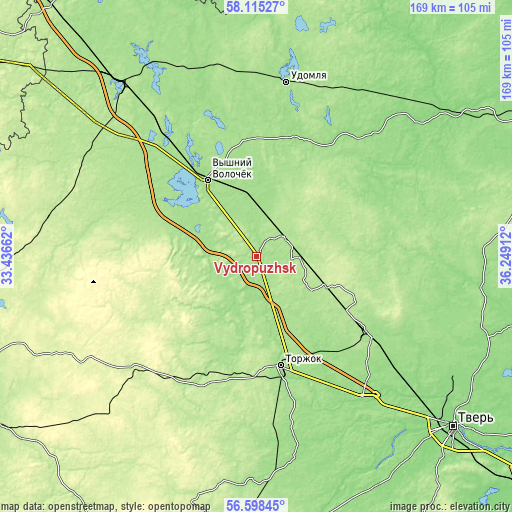 Topographic map of Vydropuzhsk