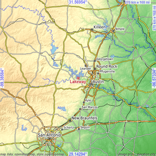 Topographic map of Lakeway