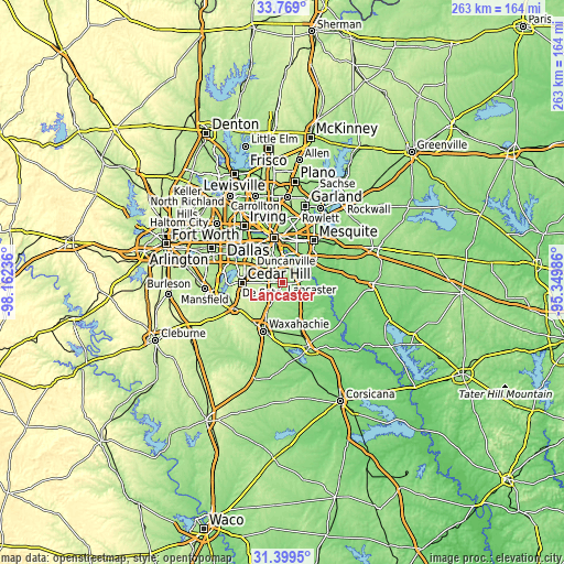 Topographic map of Lancaster