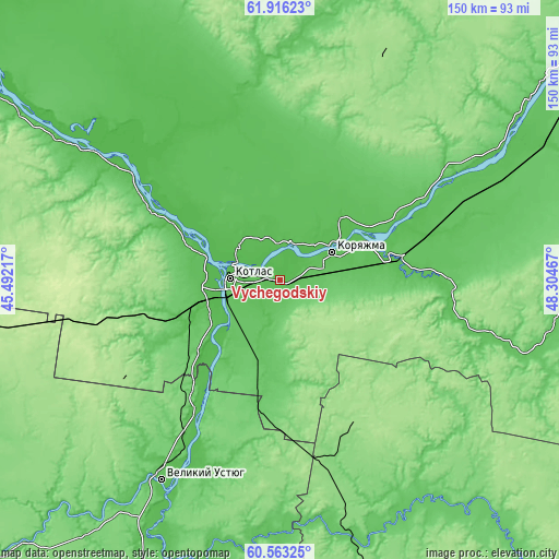 Topographic map of Vychegodskiy