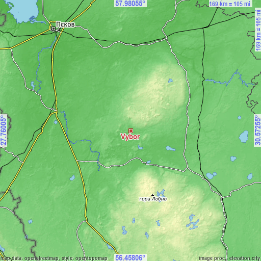 Topographic map of Vybor