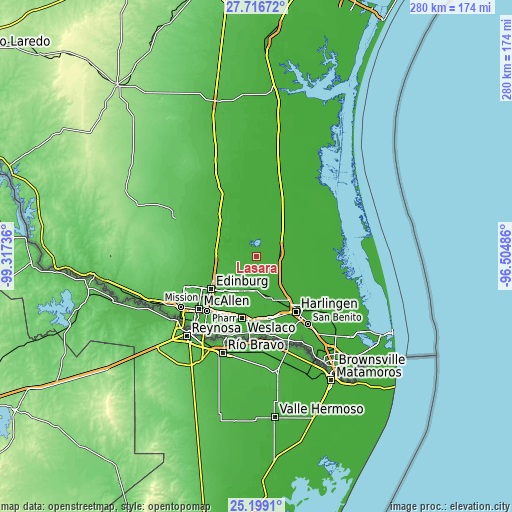 Topographic map of Lasara