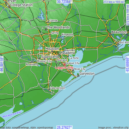 Topographic map of League City