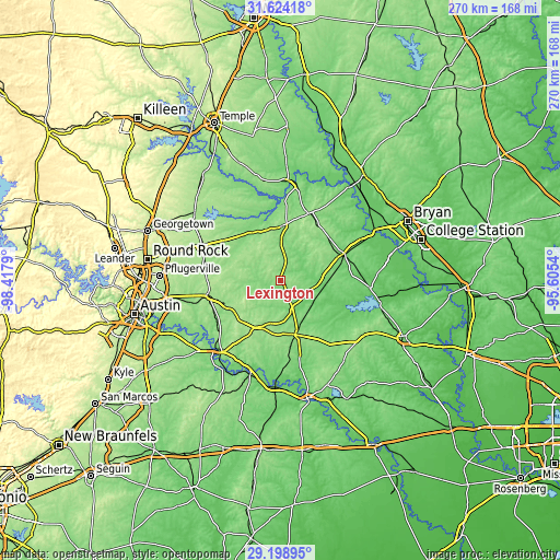 Topographic map of Lexington