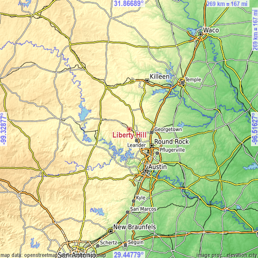 Topographic map of Liberty Hill