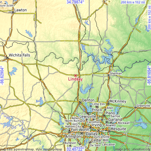 Topographic map of Lindsay