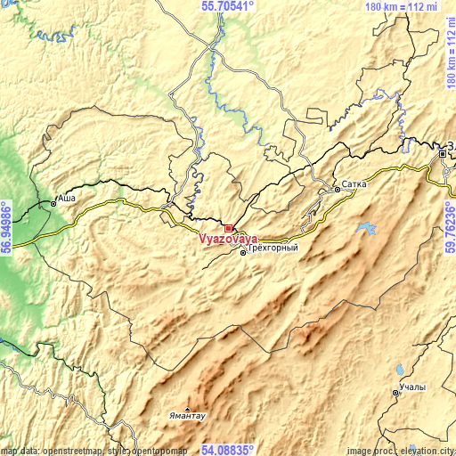 Topographic map of Vyazovaya
