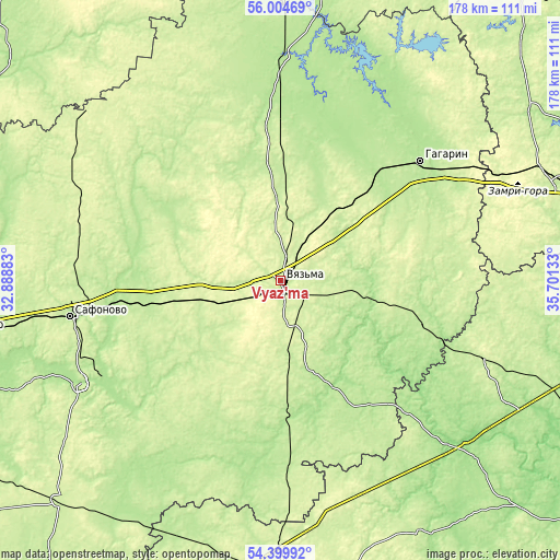 Topographic map of Vyaz’ma