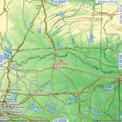 Topographic map of Lone Star