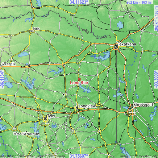 Topographic map of Lone Star