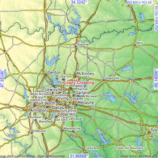 Topographic map of Lowry Crossing