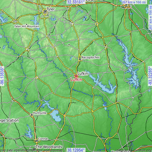 Topographic map of Lufkin