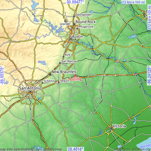 Topographic map of Luling