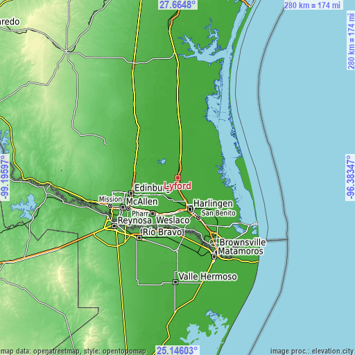 Topographic map of Lyford