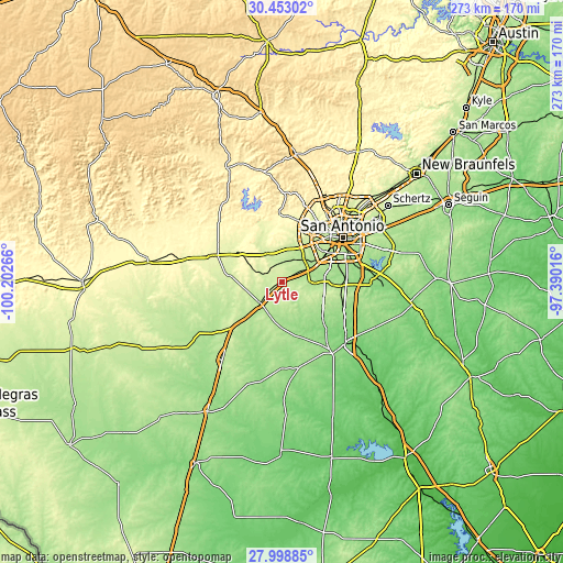 Topographic map of Lytle