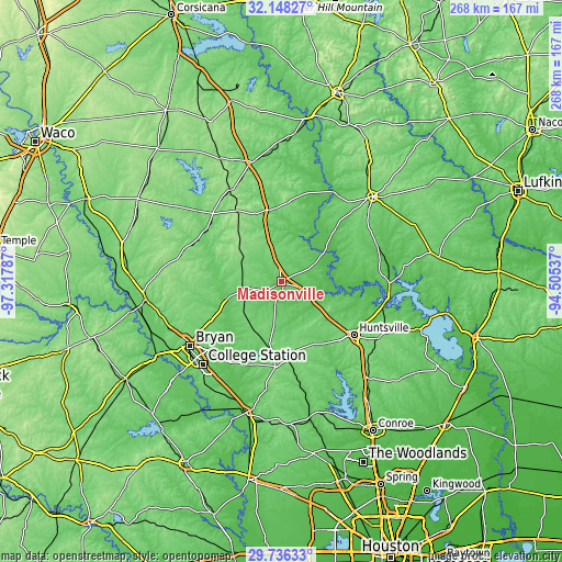 Topographic map of Madisonville