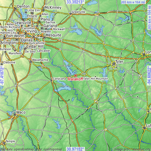 Topographic map of Malakoff