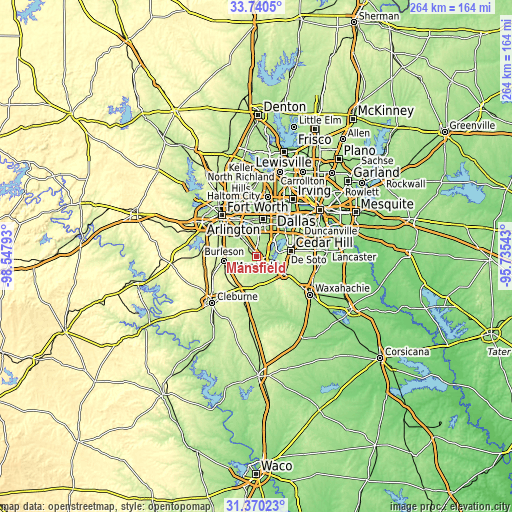 Topographic map of Mansfield