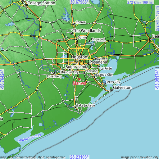 Topographic map of Manvel