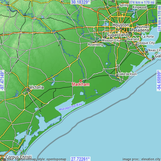 Topographic map of Markham