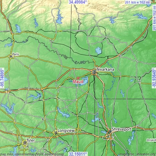 Topographic map of Maud