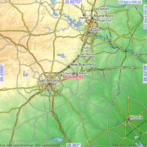 Topographic map of McQueeney