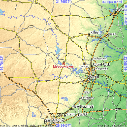 Topographic map of Meadowlakes