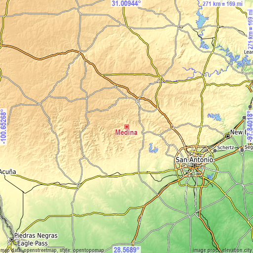 Topographic map of Medina