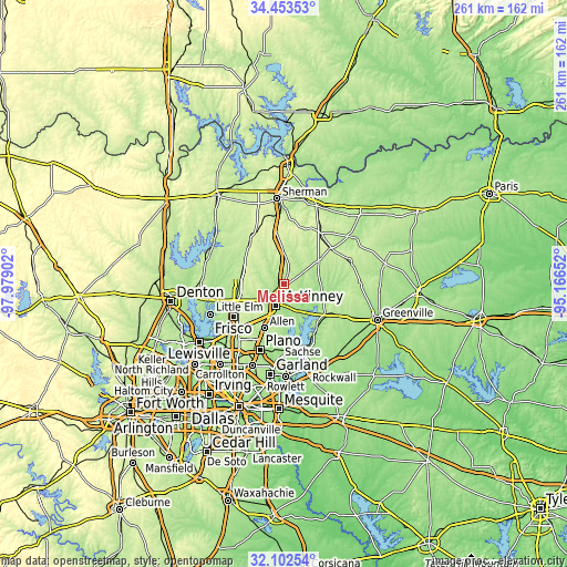 Topographic map of Melissa