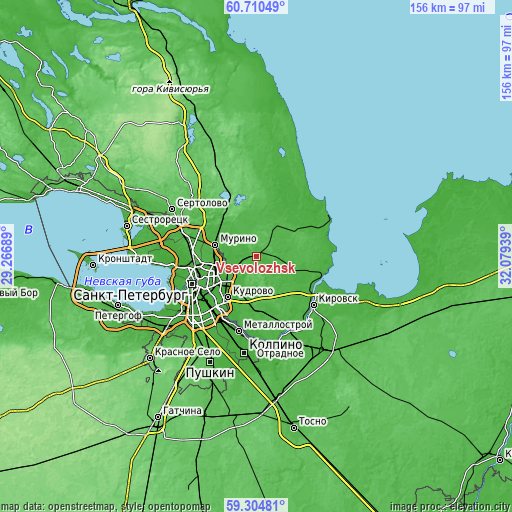 Topographic map of Vsevolozhsk