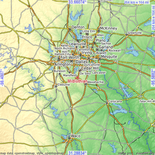 Topographic map of Midlothian