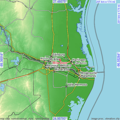 Topographic map of Mila Doce