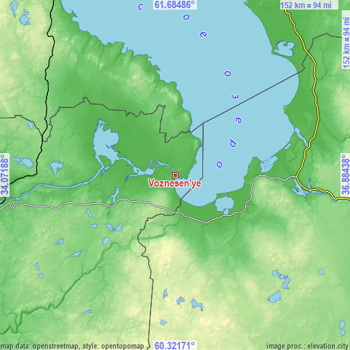 Topographic map of Voznesen’ye