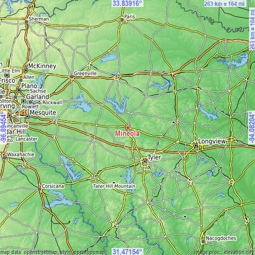 Topographic map of Mineola