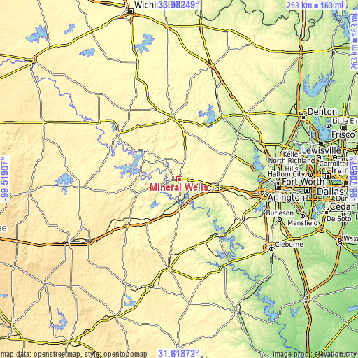 Topographic map of Mineral Wells